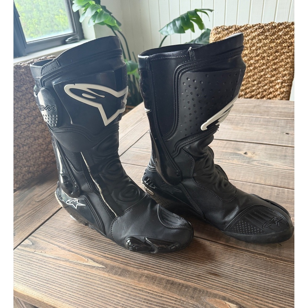 Alpinestars SMX Motorcycle Racing Boots Black Mens 11.5 Euro 46 Sportbike Moto